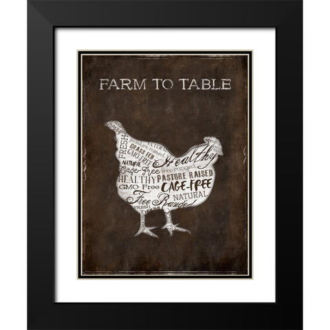 Farm To Table Chicken Black Modern Wood Framed Art Print with Double Matting by Grey, Jace