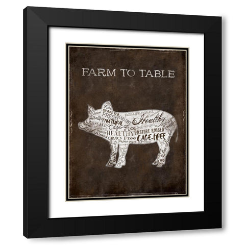 Farm To Table Cow Black Modern Wood Framed Art Print with Double Matting by Grey, Jace