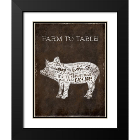 Farm To Table Cow Black Modern Wood Framed Art Print with Double Matting by Grey, Jace
