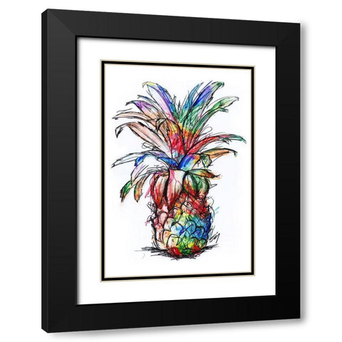 Sketch Your Pineapple Black Modern Wood Framed Art Print with Double Matting by Kimberly, Allen