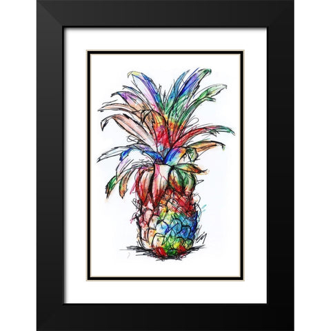 Sketch Your Pineapple Black Modern Wood Framed Art Print with Double Matting by Kimberly, Allen