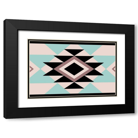 Aztec Muted Two Black Modern Wood Framed Art Print with Double Matting by Grey, Jace