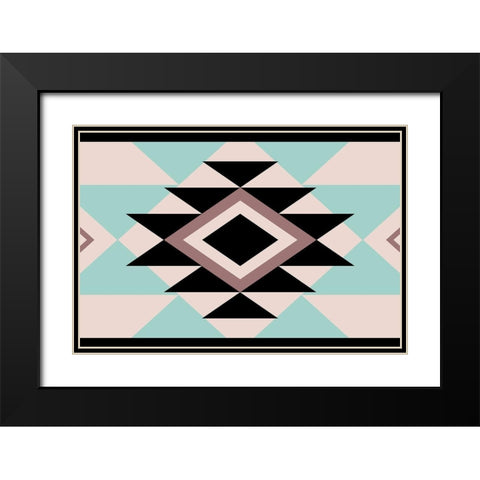 Aztec Muted Two Black Modern Wood Framed Art Print with Double Matting by Grey, Jace
