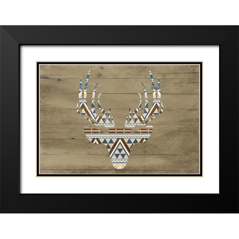 Deer on The Wall Black Modern Wood Framed Art Print with Double Matting by Grey, Jace
