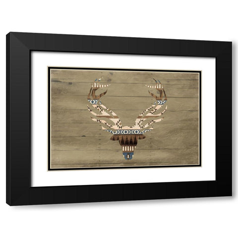 Deer on The Wall Mate Black Modern Wood Framed Art Print with Double Matting by Grey, Jace