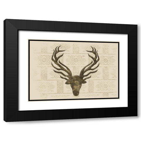 Aged Deer Black Modern Wood Framed Art Print with Double Matting by Grey, Jace