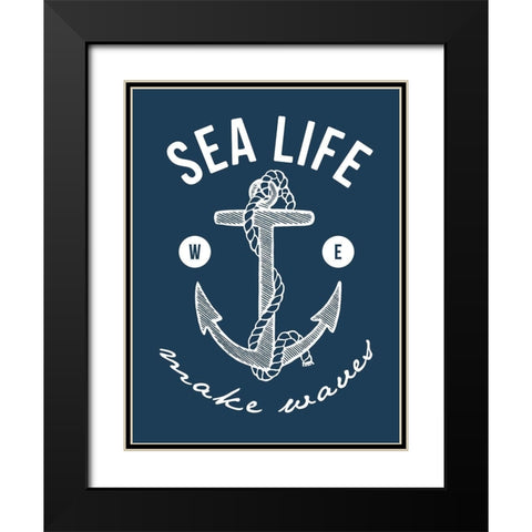Make Waves Black Modern Wood Framed Art Print with Double Matting by Grey, Jace