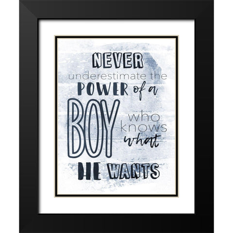 He Wants Navy Black Modern Wood Framed Art Print with Double Matting by Grey, Jace