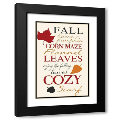 Fall Leaves Black Modern Wood Framed Art Print with Double Matting by Grey, Jace