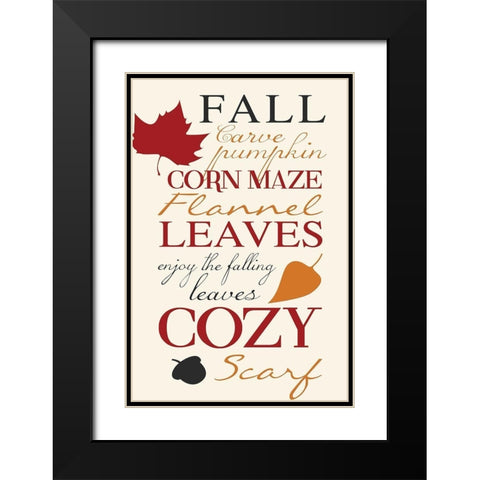 Fall Leaves Black Modern Wood Framed Art Print with Double Matting by Grey, Jace
