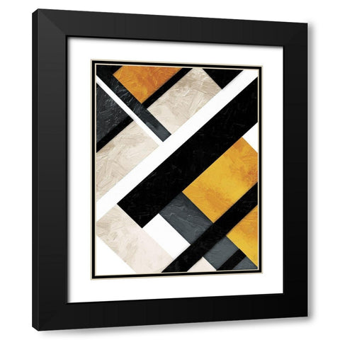 Golden Layers Black Modern Wood Framed Art Print with Double Matting by Grey, Jace
