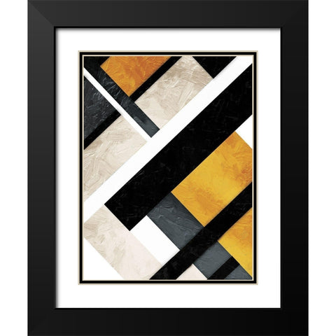 Golden Layers Black Modern Wood Framed Art Print with Double Matting by Grey, Jace