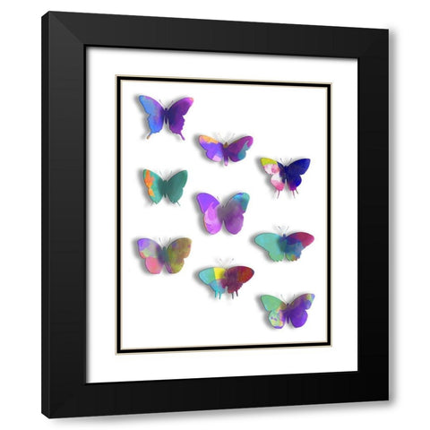 Floating Butterfly Black Modern Wood Framed Art Print with Double Matting by Grey, Jace