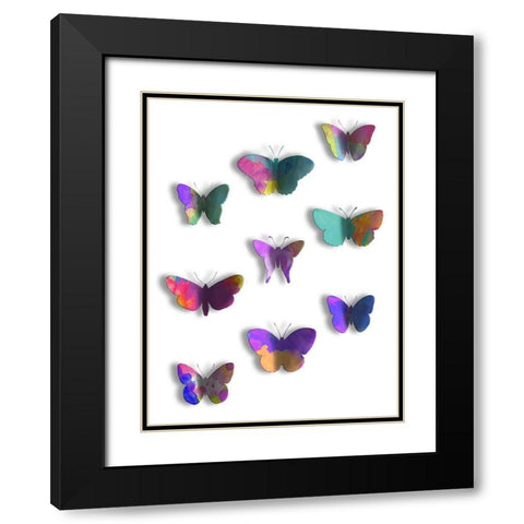 Floating Butterfly Black Modern Wood Framed Art Print with Double Matting by Grey, Jace