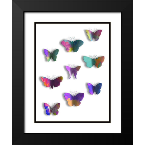 Floating Butterfly Black Modern Wood Framed Art Print with Double Matting by Grey, Jace