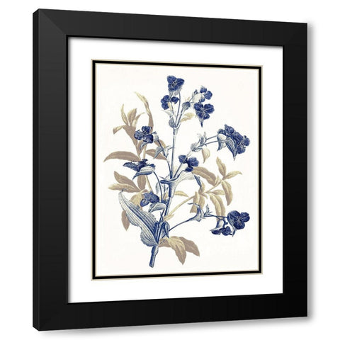 Indigo Flowers Black Modern Wood Framed Art Print with Double Matting by Grey, Jace