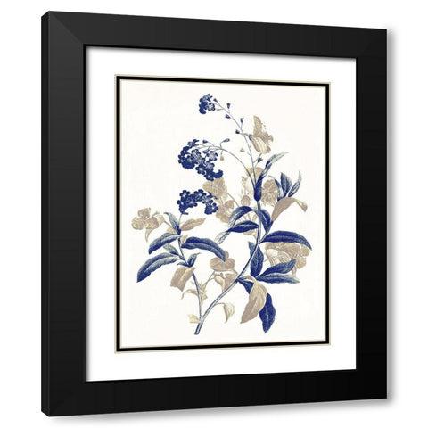 Indigo Flowers Two Black Modern Wood Framed Art Print with Double Matting by Grey, Jace