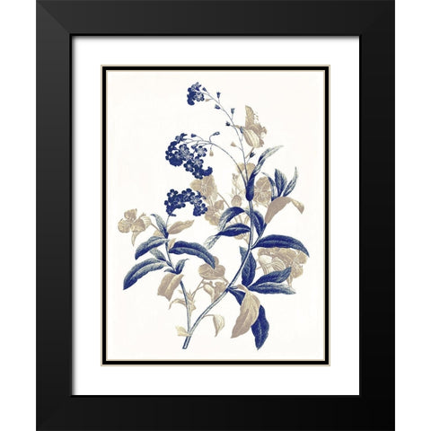 Indigo Flowers Two Black Modern Wood Framed Art Print with Double Matting by Grey, Jace