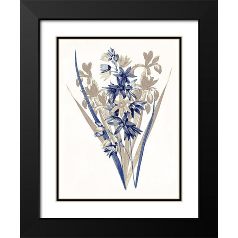 Indigo Flowers Three Black Modern Wood Framed Art Print with Double Matting by Grey, Jace