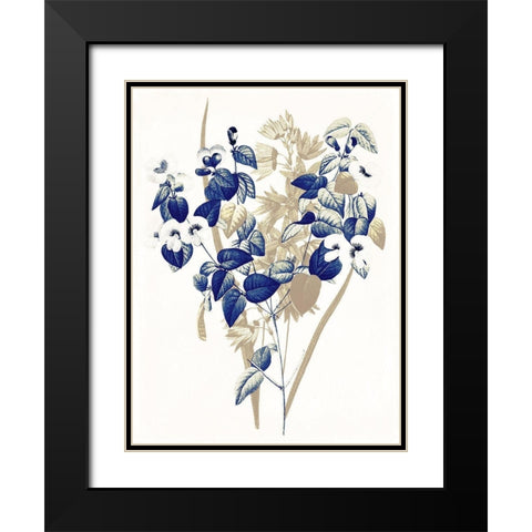 Indigo Flowers Four Black Modern Wood Framed Art Print with Double Matting by Grey, Jace