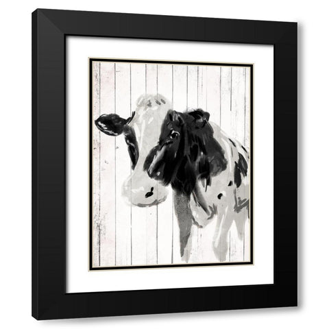 Cow On The Plank Black Modern Wood Framed Art Print with Double Matting by Grey, Jace