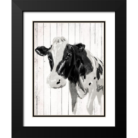 Cow On The Plank Black Modern Wood Framed Art Print with Double Matting by Grey, Jace