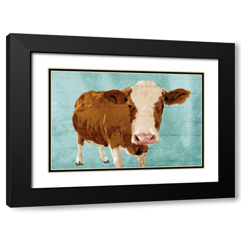 Brown Cow Now Black Modern Wood Framed Art Print with Double Matting by Grey, Jace