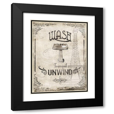 Wash Tranquil Unwind Black Modern Wood Framed Art Print with Double Matting by Grey, Jace