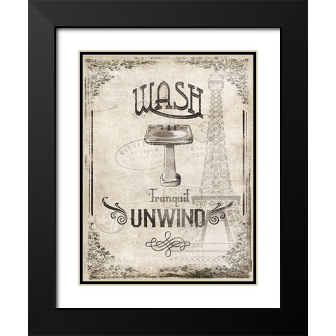 Wash Tranquil Unwind Black Modern Wood Framed Art Print with Double Matting by Grey, Jace