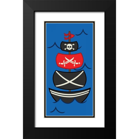 Big Pirate Ship Black Modern Wood Framed Art Print with Double Matting by Grey, Jace