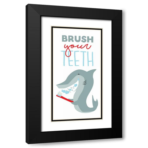 Brush Your Teeth Black Modern Wood Framed Art Print with Double Matting by Grey, Jace