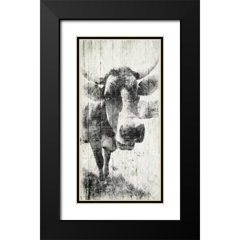 Vintage Cow Black Modern Wood Framed Art Print with Double Matting by Grey, Jace