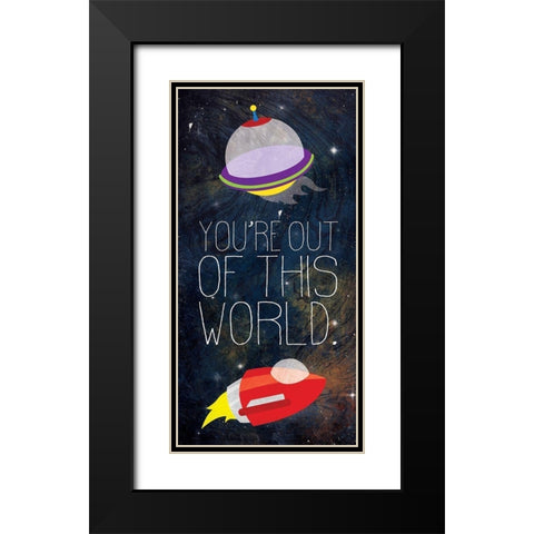 Out Of This World Blue Black Modern Wood Framed Art Print with Double Matting by Grey, Jace