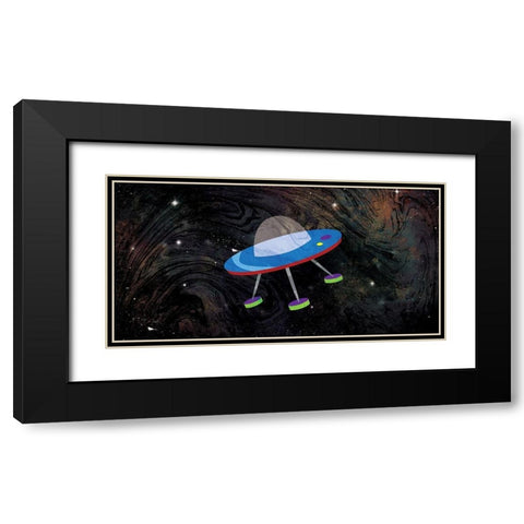 One Spaceships Black Modern Wood Framed Art Print with Double Matting by Grey, Jace