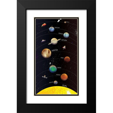 Galaxy Planets With Names Black Modern Wood Framed Art Print with Double Matting by Grey, Jace