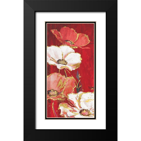 Red Gold Florals Mate Black Modern Wood Framed Art Print with Double Matting by Grey, Jace