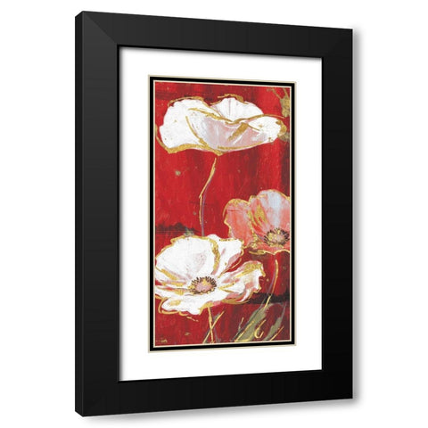 Red Gold Florals Mate Three Black Modern Wood Framed Art Print with Double Matting by Grey, Jace