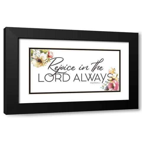 Rejoice Always Black Modern Wood Framed Art Print with Double Matting by Grey, Jace