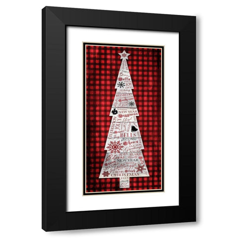 Checked Christmas Tree Black Modern Wood Framed Art Print with Double Matting by Grey, Jace