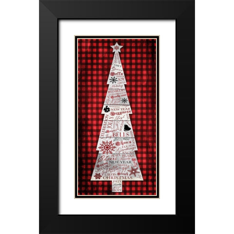 Checked Christmas Tree Black Modern Wood Framed Art Print with Double Matting by Grey, Jace