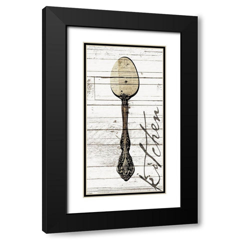 Kitchen Spoon Black Modern Wood Framed Art Print with Double Matting by Grey, Jace