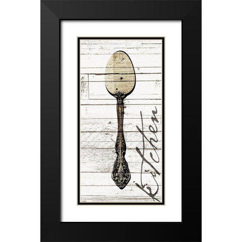 Kitchen Spoon Black Modern Wood Framed Art Print with Double Matting by Grey, Jace
