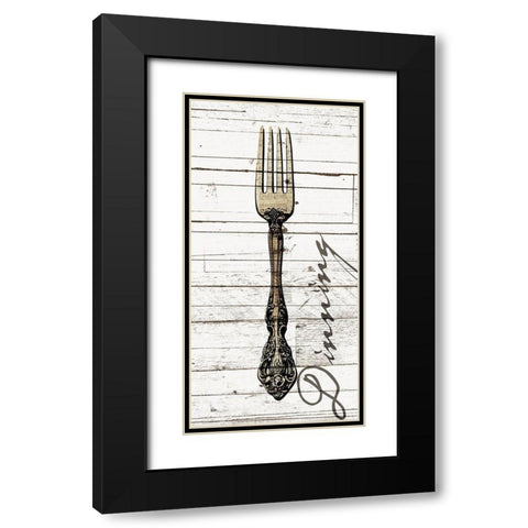 Dinning Fork Black Modern Wood Framed Art Print with Double Matting by Grey, Jace