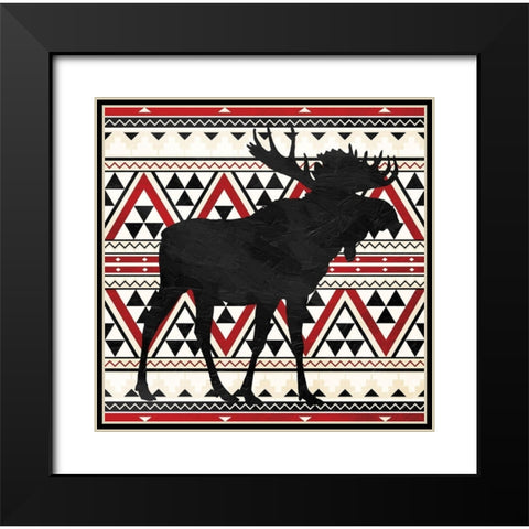 Aztec Moose Red Mate Black Modern Wood Framed Art Print with Double Matting by Grey, Jace