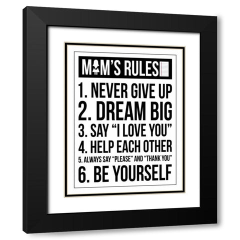 Mom Rules Black Modern Wood Framed Art Print with Double Matting by Grey, Jace