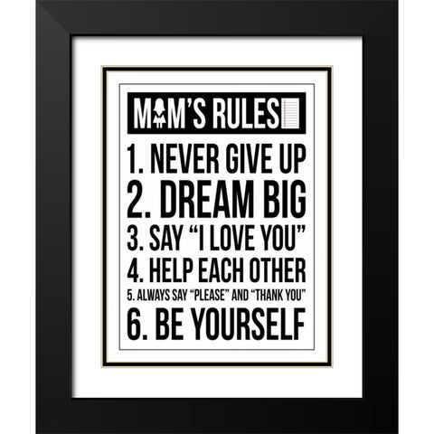 Mom Rules Black Modern Wood Framed Art Print with Double Matting by Grey, Jace