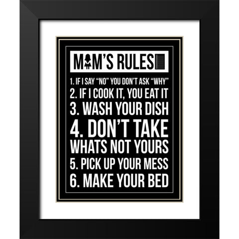 Mom Rules IV Black Modern Wood Framed Art Print with Double Matting by Grey, Jace