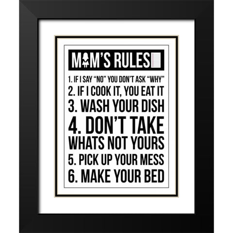 Mom Rules III Black Modern Wood Framed Art Print with Double Matting by Grey, Jace