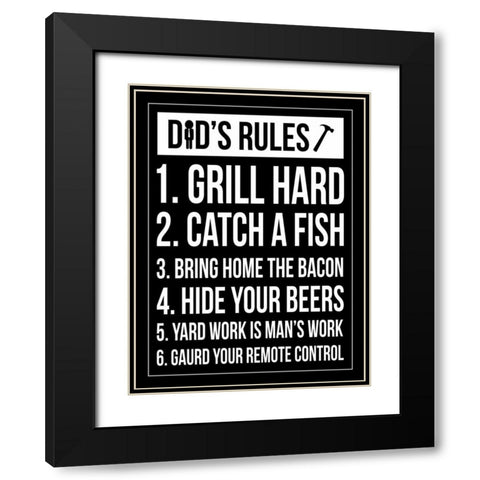 Dad Rules II Black Modern Wood Framed Art Print with Double Matting by Grey, Jace