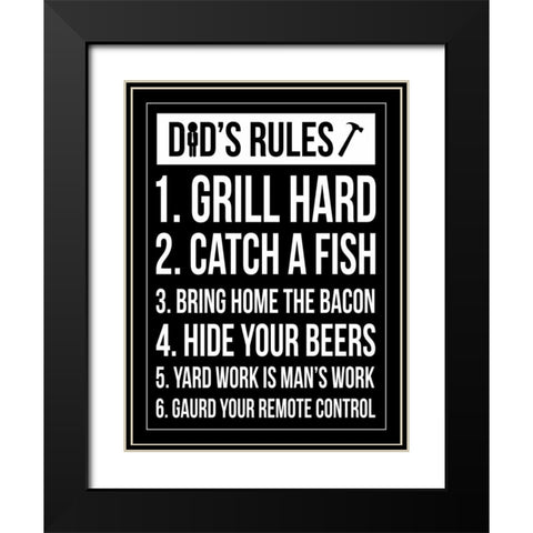 Dad Rules II Black Modern Wood Framed Art Print with Double Matting by Grey, Jace